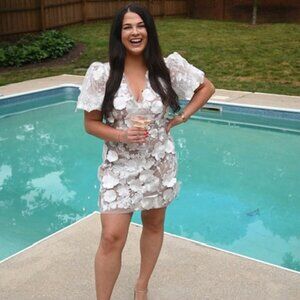 Elliatt Women's White Dress- Floral - Size Large - Only worn once